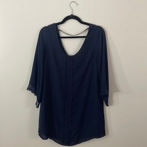 ASTR Swing Lace Detail Trim Tunic Shift Dress